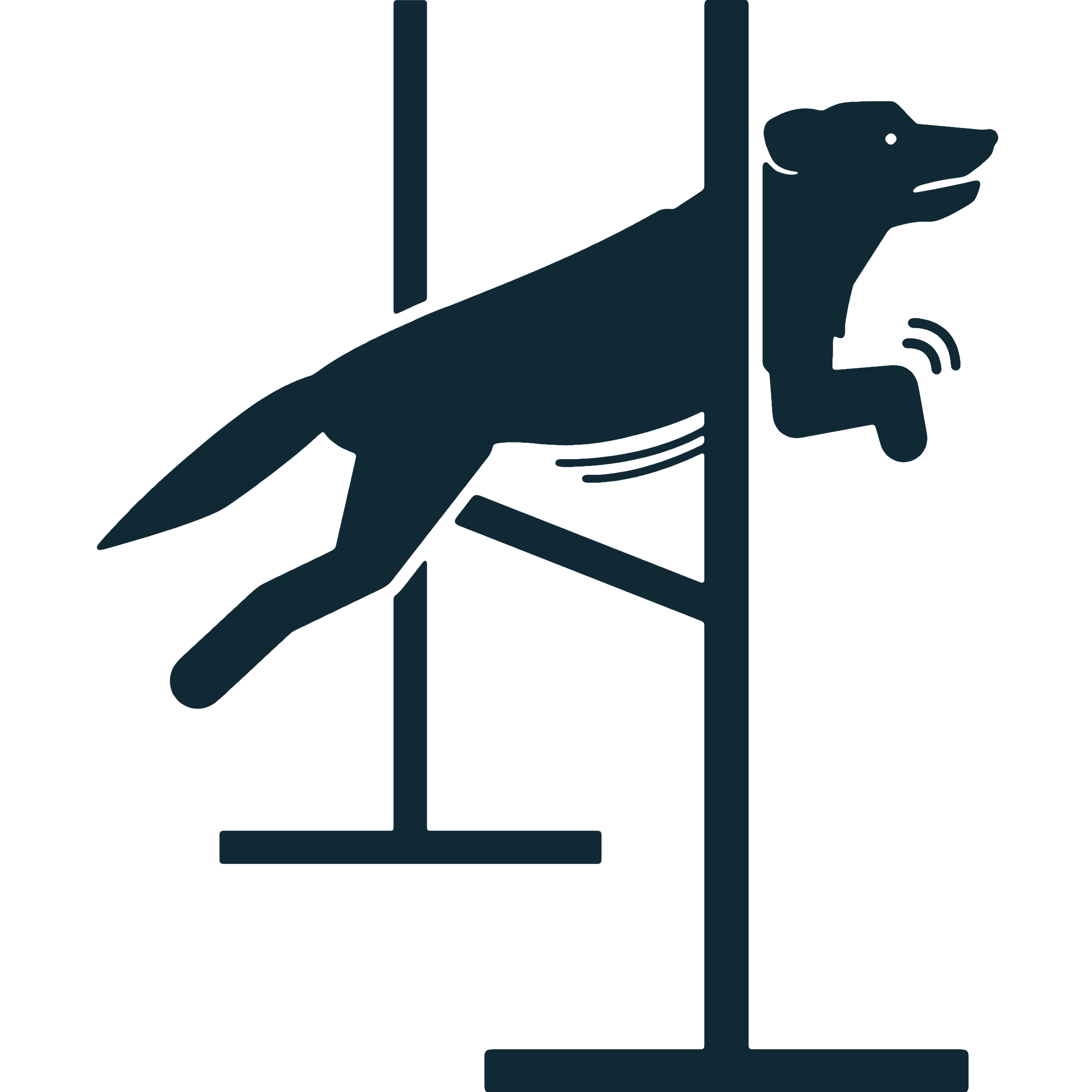 Silhouette of a dog jumping over an agility hurdle.